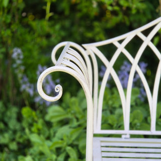 French Country Garden Bench – Distressed Cream