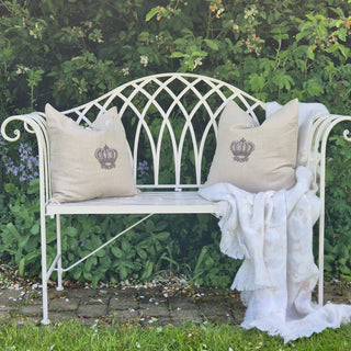 French Country Garden Bench – Distressed Cream
