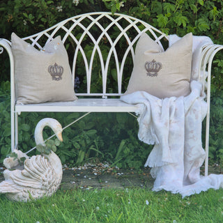 French Country Garden Bench – Distressed Cream