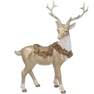 Gold Resin Stag with Cone Garland Decoration