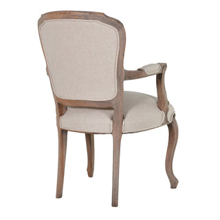 The Arthur Chair – Reclaimed mahogany carver chair with linen-blend upholstery and aged finish. Available now at Lily Bloom, Gorey, Ireland. Delivery included nationwide.