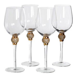 Berkeley white wine glasses with gold diamante detail – set of 4 luxury glasses available online or at Lily Bloom, Gorey, Ireland.