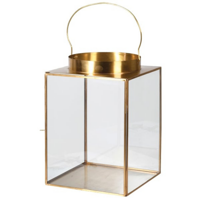 Brass Frame Glass Square Lantern