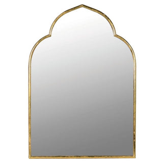 Moroccan arch gold mirror with sculpted frame and classic silhouette. A decorative wall mirror from Lily Bloom, Gorey, Ireland.