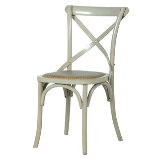 The Grafton Bistro Chair – elm dining chair with cross back and padded seat, available at Lily Bloom, Gorey, Ireland.