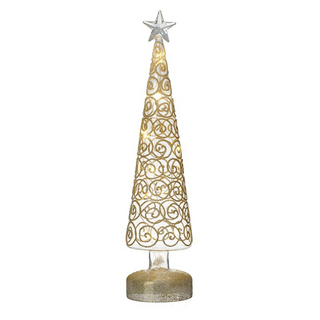Large Light Up Glass Tree With Gold Swirls nationwide delivery www.lilybloom.ie