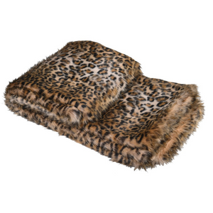 Light Leopard Print Faux Fur Throw nationwide delivery www.lilybloom.ie