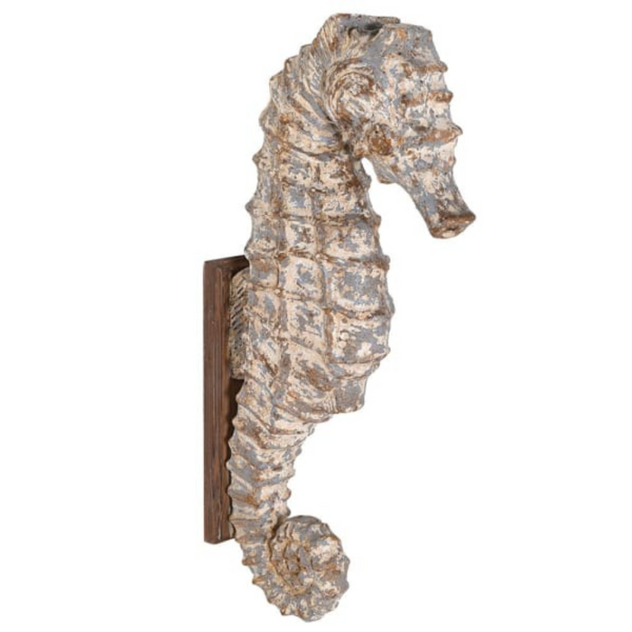 Oversized Distressed Seahorse Wall Decoration