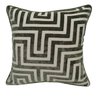 Sage and Off White Velvet Labyrinth Cushion