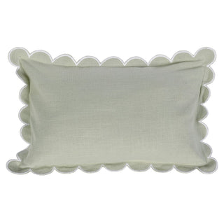 Mint cushion cover with scallop edging – perfect for modern or classic interiors, buy online at www.lilybloom.ie