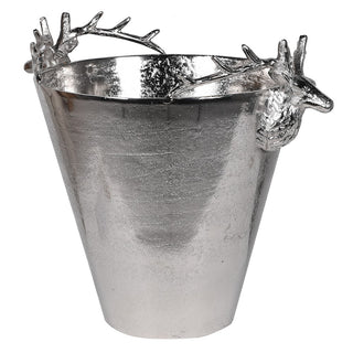Silver Buck Wine Cooler with twin stag head handles and nickel finish – available at Lily Bloom, Gorey, Ireland.