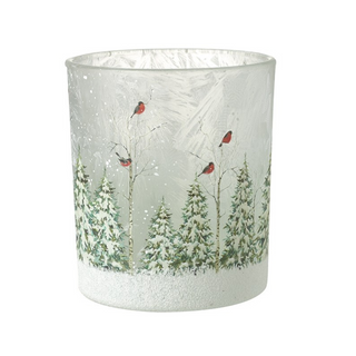 Small Snowy Trees Scene Candle Holder