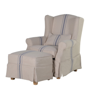 Blue Stripe Linen Chair and Stool nationwide delivery www.lilybloom.ie