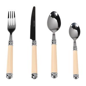 Chrome and Cream Handled 24 Piece Cutlery Set nationwide www.lilybloom.ie