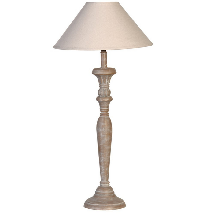 Grey Wash Candlestick Lamp with Shade