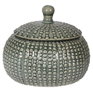 Grey ceramic jar with bobble texture and lid – available now at Lily Bloom, Gorey, Ireland
