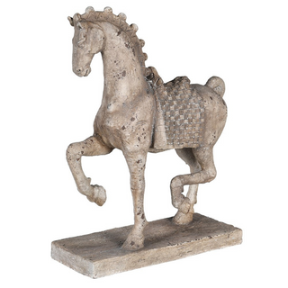 Marengo prancing horse ornament – chalky grey polyresin sculpture with elegant detailing. Available at Lily Bloom, Gorey, Ireland.