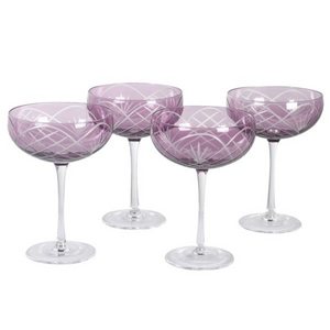 Set of 4 Blush Etched Champagne Glasses nationwide delivery www.lilybloom.ie