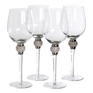 Set of 4 Silver Diamante White Wine Glasses nationwide delivery www.lilybloom.ie