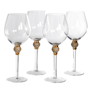 set of 4 gold diamante red wine glasses nationwide delivery www.lilybloom.ie