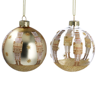 Pre-Order Metallic Gold/Clear C&G Nutcracker w Glitter Bauble
