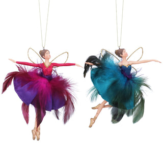 Pre-Order Resin Flying Fairy in Purple/Teal Fabric/, Feather