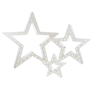 WHITE LIGHT UP NESTED STAR SET LRG