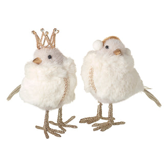 Set of 2 Standing Birds in Fur Coats
