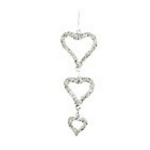 1 Hanging Silver 3 heart Christmas decorations nationwide delivery www.lilybloom.ie