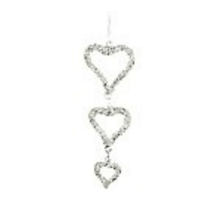 1 Hanging Silver 3 heart Decoration