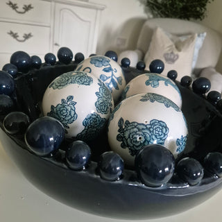 Set of 4 Delft Blue Ceramic Orbs