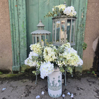 White and Sage Peacock Umbrella Stand