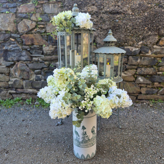 Green Paniculata Grandiflora Hydrangea Spray with Leaves