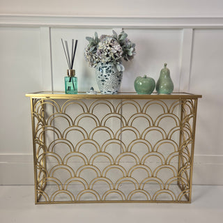 Half Moon Mirror Top Console Table