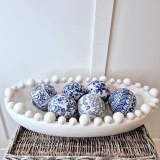 Set of 6 Blue and White Porcelain Orbs