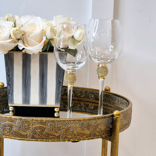 The Berkeley – Set of 4 Gold Diamante Ball White Wine Glasses