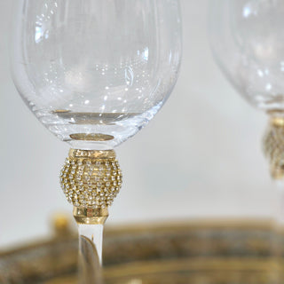 The Berkeley – Set of 4 Gold Diamante Ball White Wine Glasses