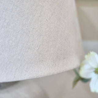 Nadine – Aged Grey Terracotta Table Lamp with Soft Linen Shade