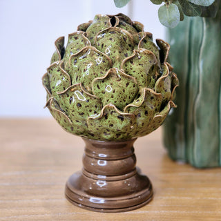Green Glazed Artichoke on Base