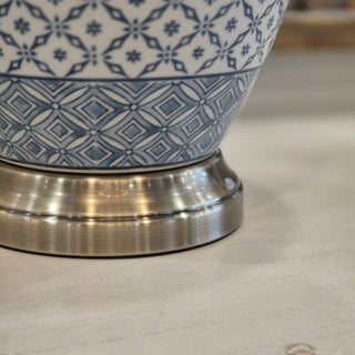 Olivia Lattice Porcelain Jar Table Lamp with Shade