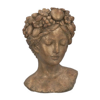 Pre-Order Gold Stone Woman with Fruit Head - Planter