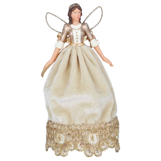 Pre-Order Cream & Gold Resin/Velvet Tree Top Fairy Small