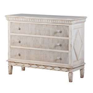 3 Drawer Ribbed  Country Chic Chest
