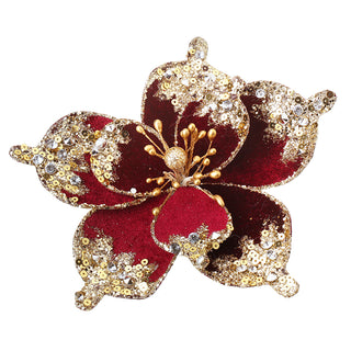 Burgundy Velvet Flower with Sequins
