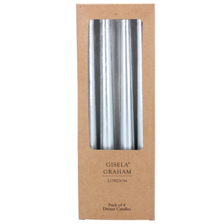 Metallic Silver Taper Dinner Candle