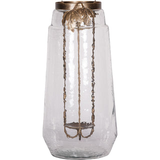 Laura Ashley extra large glass leaf bottle hurricane with etched leaf design – available at Lily Bloom, Gorey, Ireland.
