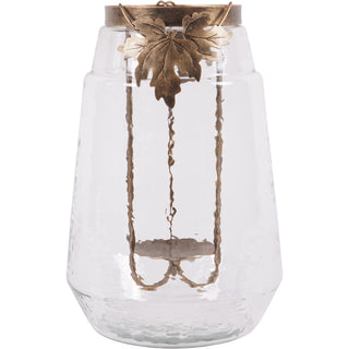 Laura Ashley large leaf bottle hurricane lantern with etched design – available at Lily Bloom, Gorey, Ireland.