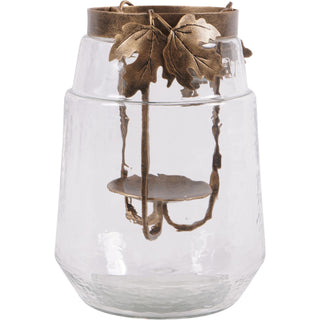 Laura Ashley medium leaf bottle hurricane lantern with etched design – available at Lily Bloom, Gorey, Ireland.