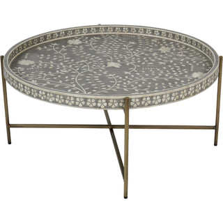 Laura Ashley Epsley grey coffee table with natural wood top and lower shelf – available at Lily Bloom, Gorey, Ireland.