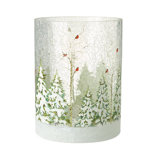 LARGE SNOWY TREES SCENE CANDLE HOLDER